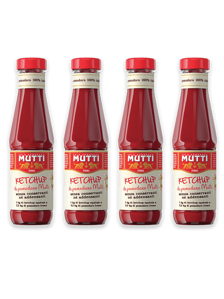 Кетчуп томатный Mutti в стеклянных бутылках, 4 шт по 340 г