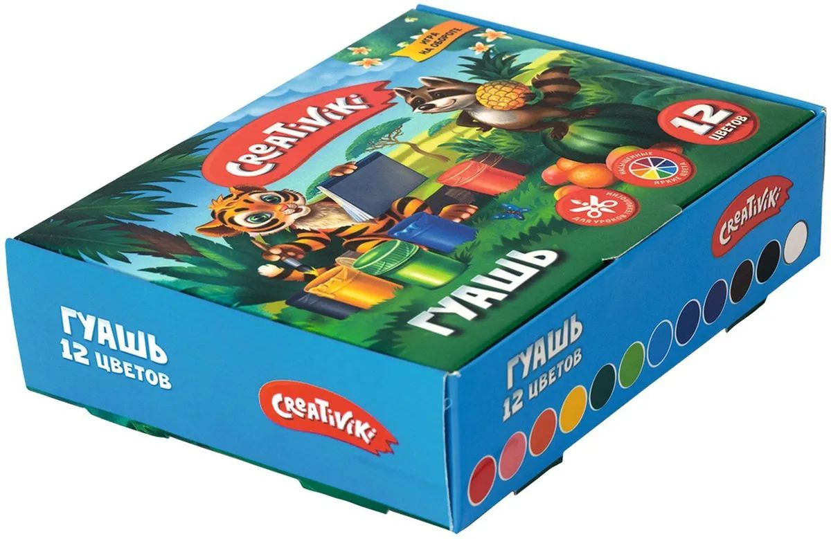 

Гуашь Creativiki 20 мл 12 цв. блёстки, Разноцветный
