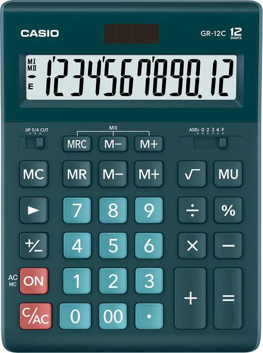 

Калькулятор CASIO GR-12 12 разр. бухгалтерский т.-зел.