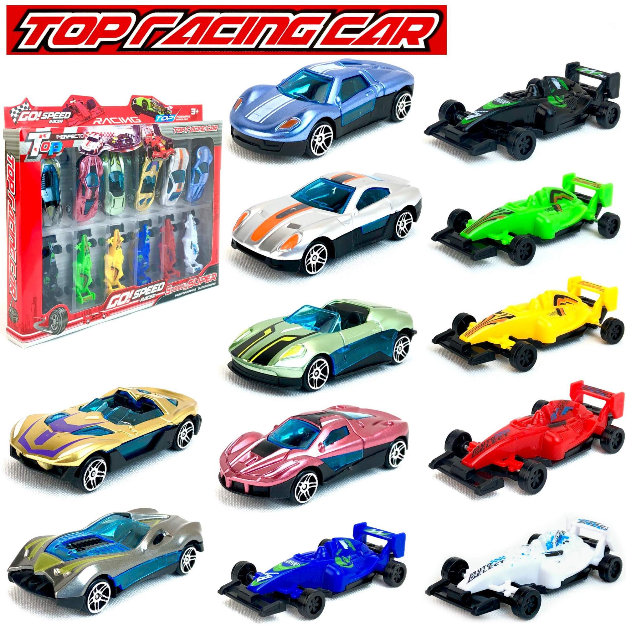 

Набор машинок Yako Toys Speed Racer, 12 машинок, 29х23х3 см, Белый;голубой;желтый;зеленый;красный