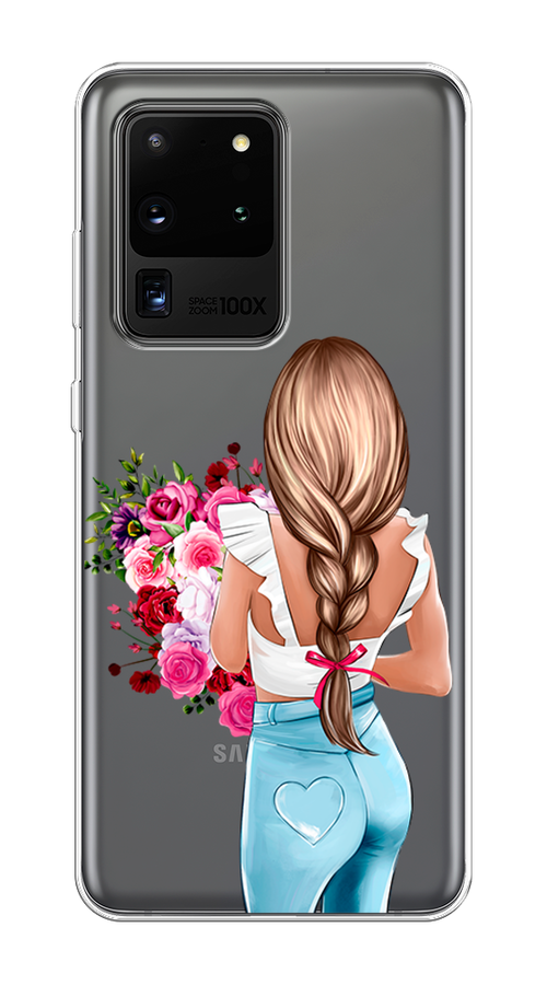 

Чехол на Samsung Galaxy S20 Ultra "Девушка с цветами", Коричневый;розовый;голубой, 29450-6