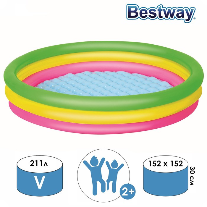 

Бассейн надувной Bestway Радуга, 152x30 см, от 2 лет, 51103, Разноцветный, Summer Set