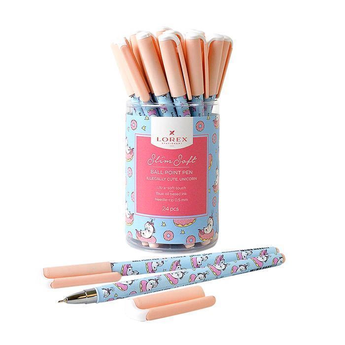 

Ручка маслян LOREX ILLEGALLY CUTE.UNICORN Slim Soft 0,50 мм синий, игловид.наконеч