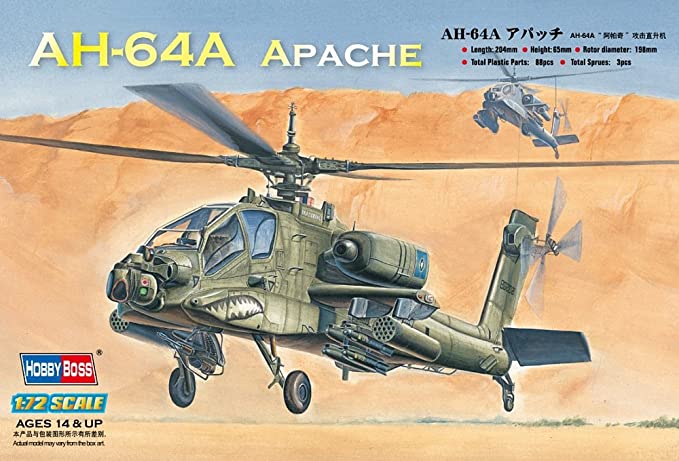 фото Сборная модель hobbyboss 1/72 ah-64a apache 87218