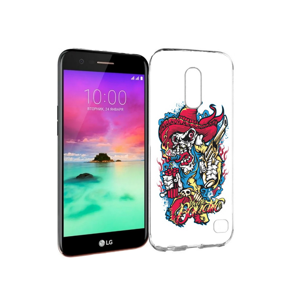 

Чехол MyPads Tocco для LG K10 (2017) нарисованный скелет с писталетом (PT53386.73.513), Прозрачный, Tocco