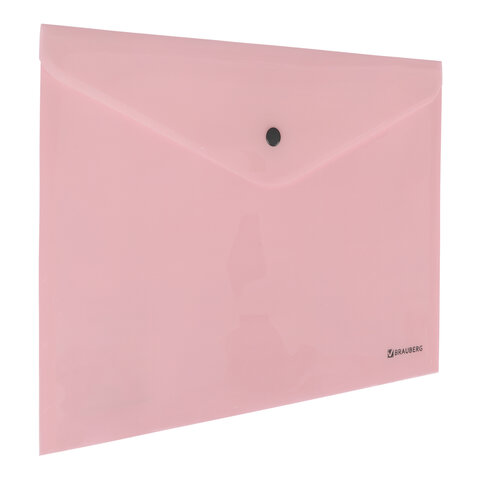 

Папка-конверт Brauberg Pastel, А4, непрозрачная, персиковая, 0,18 мм, 270476, 30 шт, Розовый