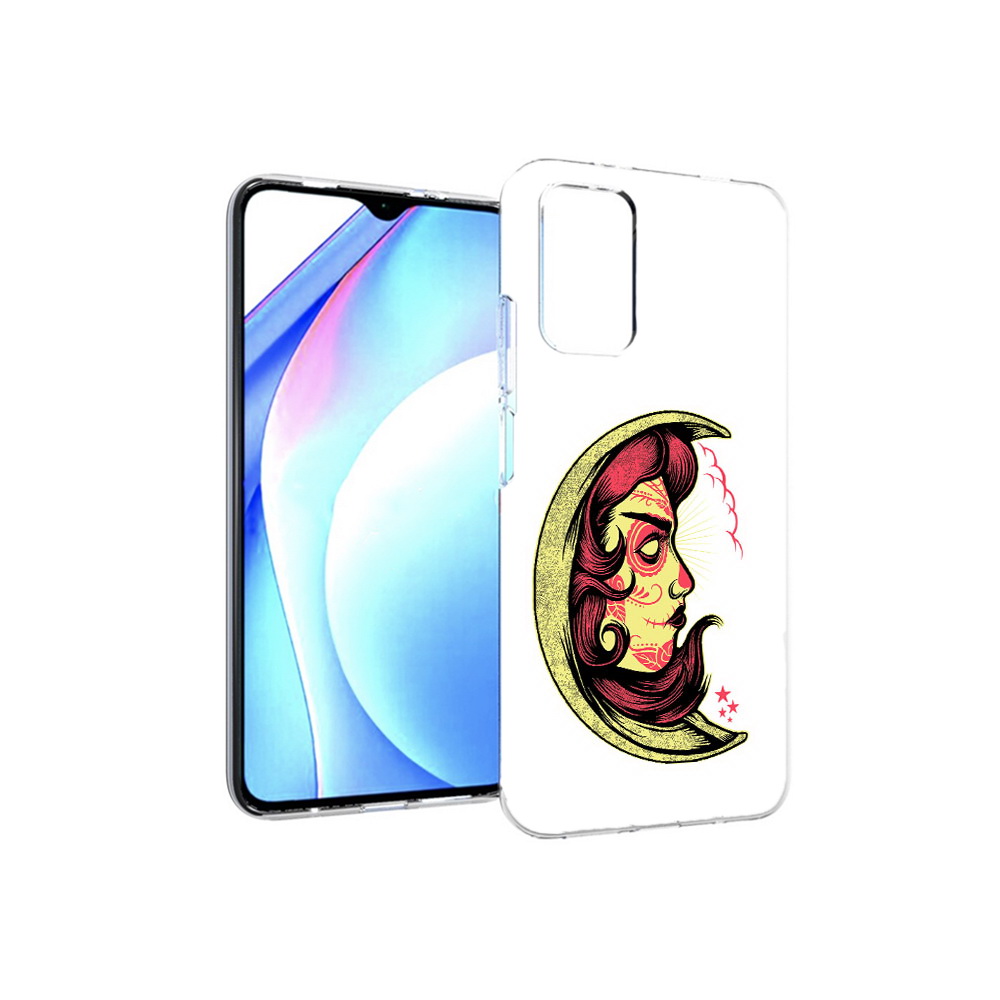 Чехол MyPads Tocco для Xiaomi Redmi 9T желтый полумесяц с лицом девушки (PT226951.281.346)