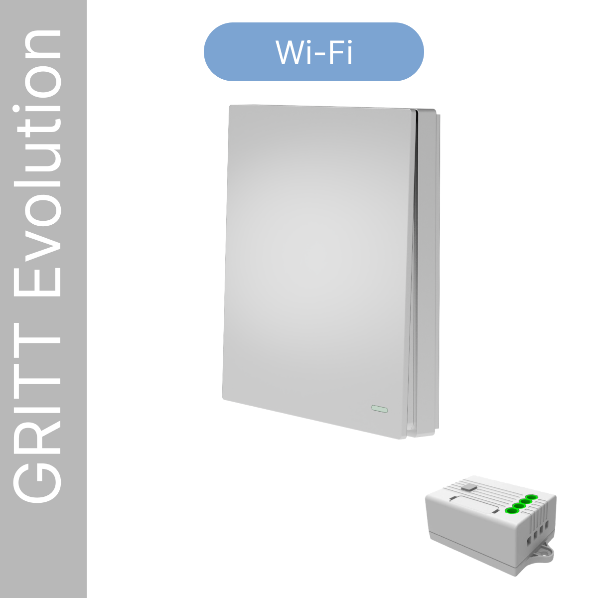 Умный выключатель GRITT Evolution 1кл серебристый, комплект: 1 выкл., 1 реле 1000Вт умный контактор gritt