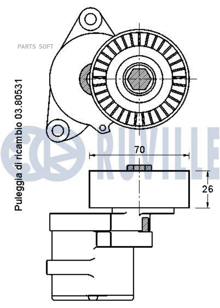 

Натяжитель Руч.Ремня С Роликом Opel Astra J,Insignia,Zafira 2.0Cdti 08= 1Шт Ruville 542318