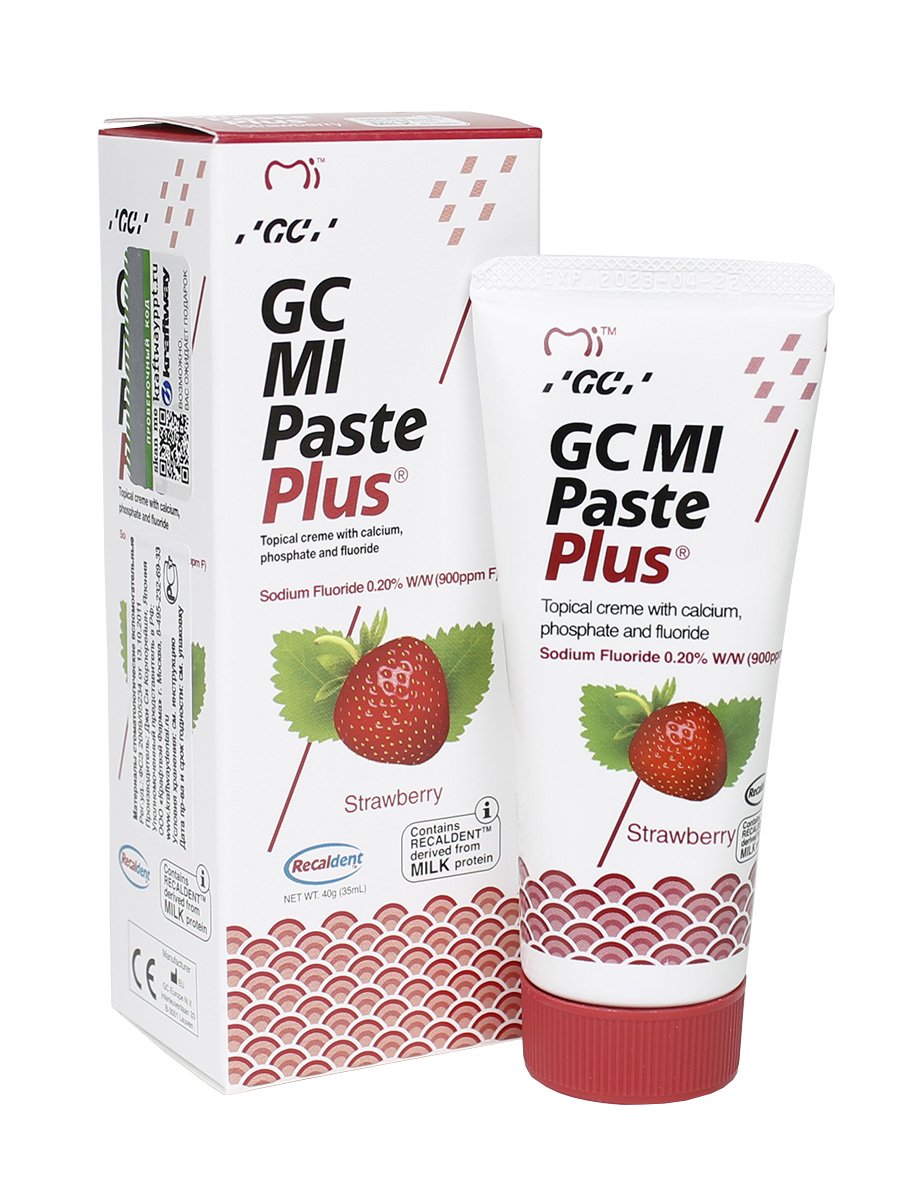 Зубной гель GC MI Paste Plus (Tooth Mousse Тус Мусс со фтором), Клубника 40г