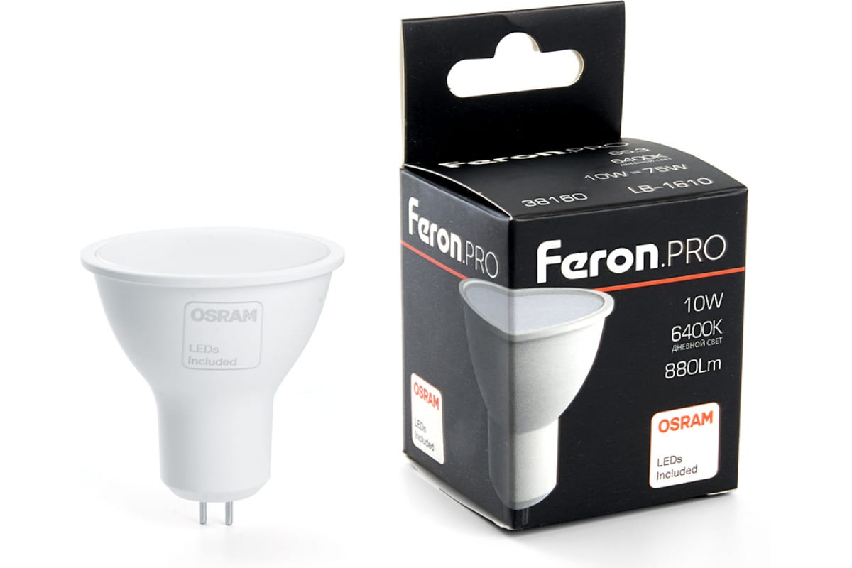 

Лампа светодиодная Feron G5.3 10W 6400K матовая LB-1610 38160