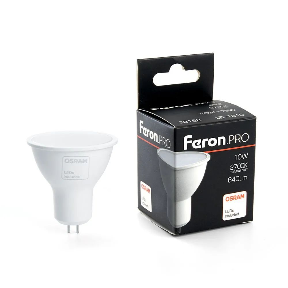 

Лампа светодиодная Feron G5.3 10W 2700K матовая LB-1610 38158