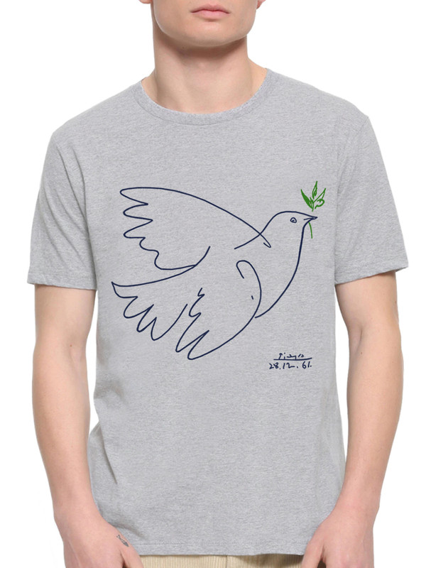 

Футболка мужская DreamShirts Studio Голубь Мира Пабло Пикассо 2 серая S, Серый, Голубь Мира Пабло Пикассо 2