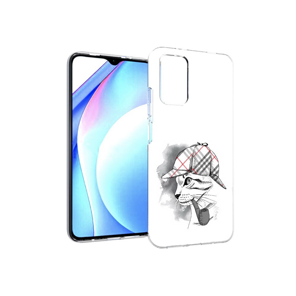 

Чехол MyPads Tocco для Xiaomi Redmi 9T кошка с трубкой (PT226951.281.405), Прозрачный, Tocco