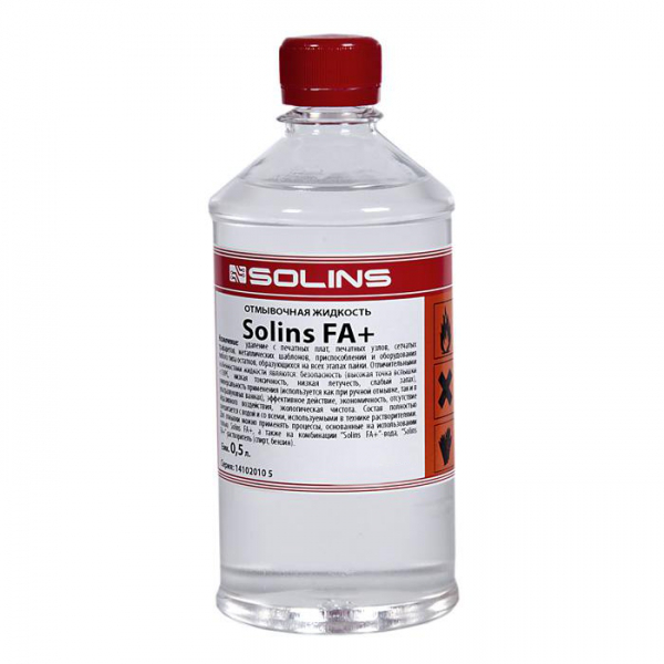 Отмывочная жидкость Solins FA+ 500ml 10683 промывочная жидкость nv print универсальная для струйных принтеров nv fluid500u 500ml