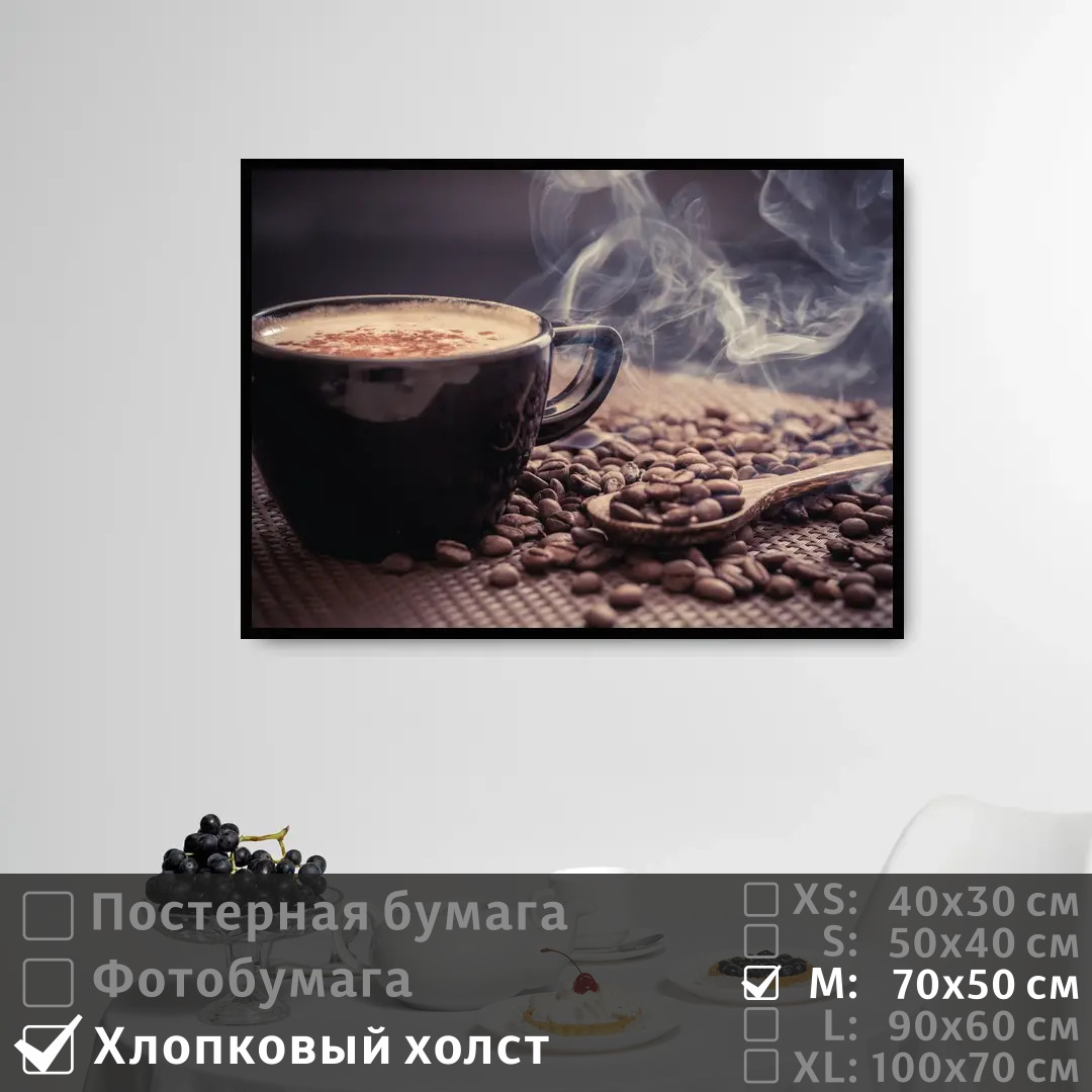 

Постер на холсте ПолиЦентр Горячий кофе на завтрак 70х50 см, ГорячийКофеНаЗавтрак