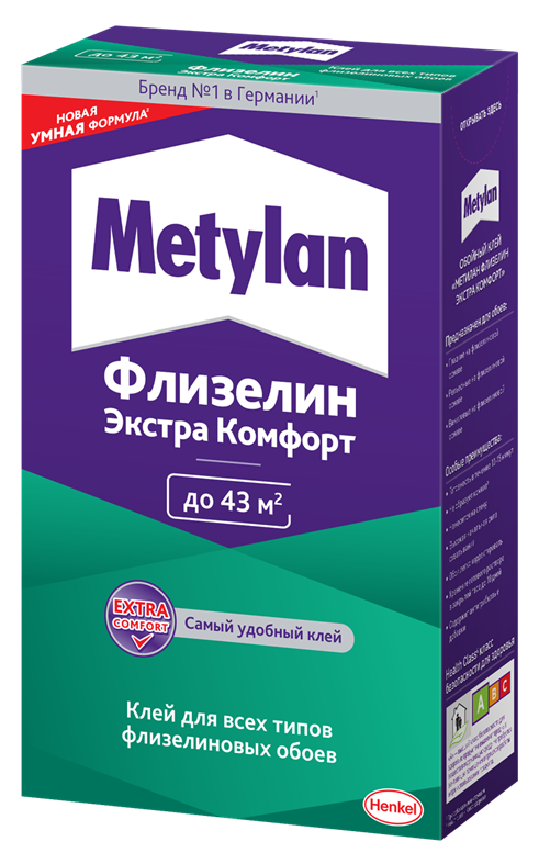 фото Клей обойный метилан флизелин экстра комфорт 300 г henkel хенкель, henkel