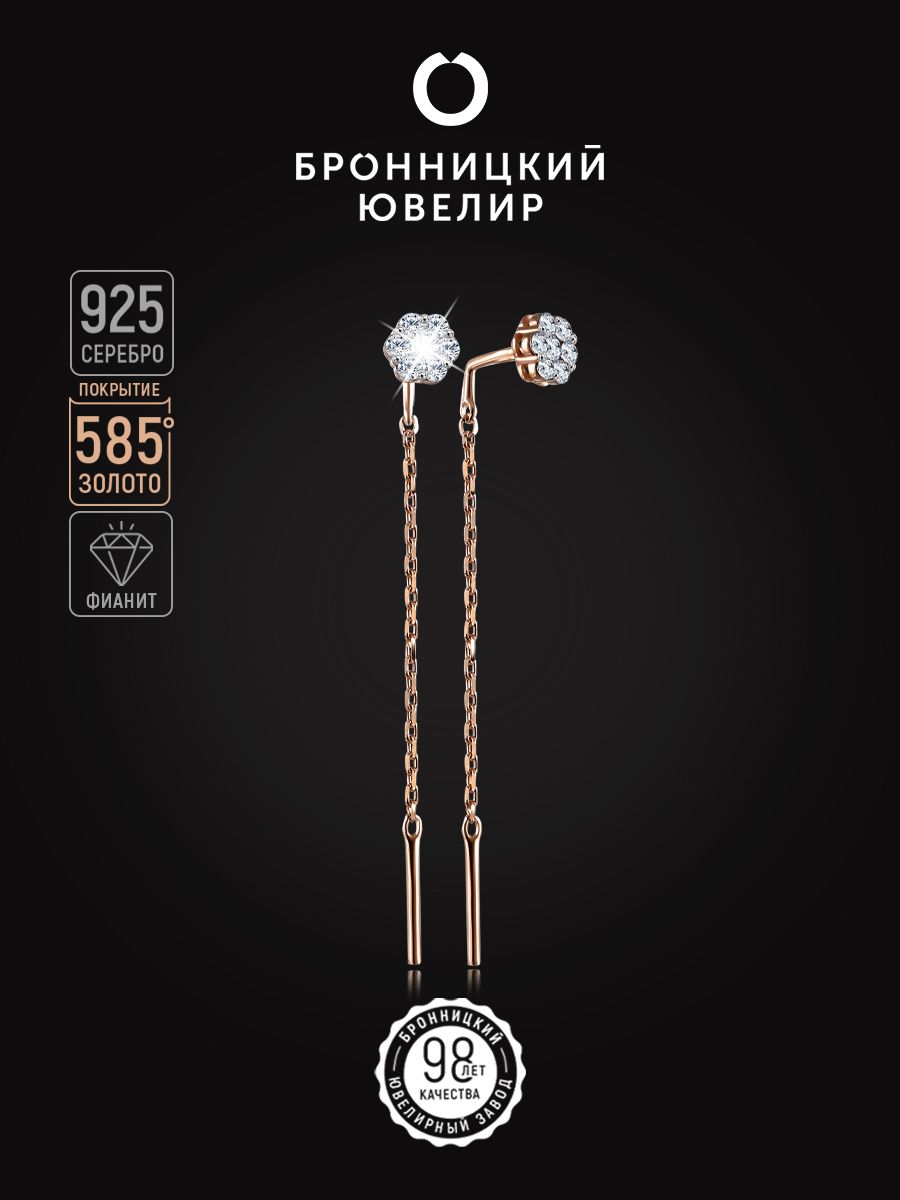 

Серьги из серебра Бронницкий ювелир С639-2664, фианит, С639-2664