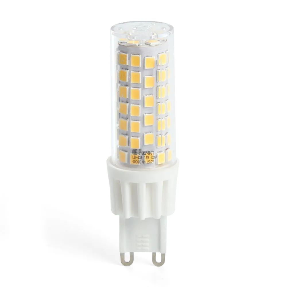 

Лампа светодиодная Feron G9 13W 2700K прозрачная LB-436 38152, 1шт