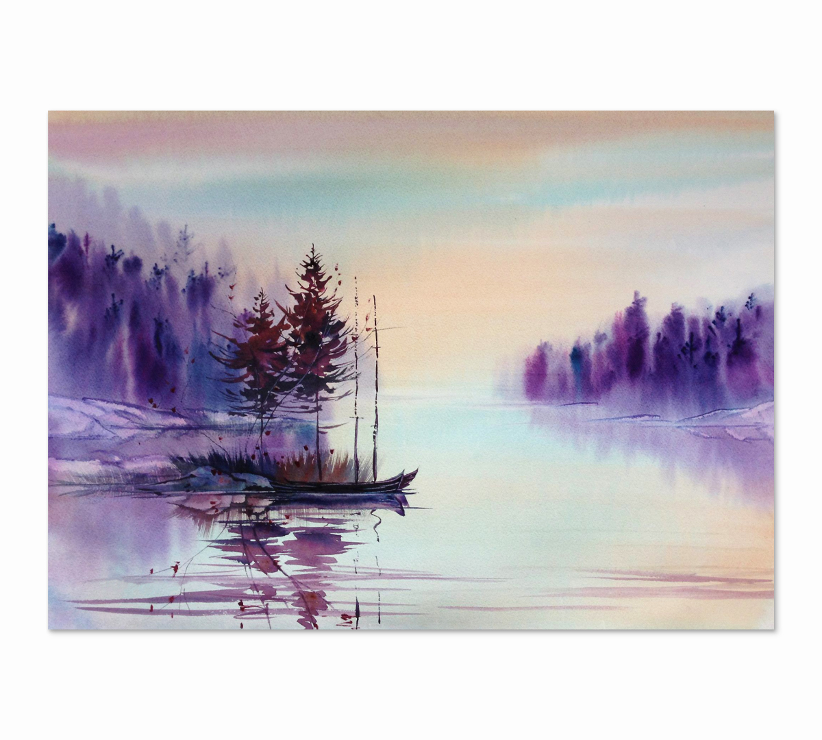 

Картина интерьерная на холсте Poly Print Art Утро над озером 60х40 см