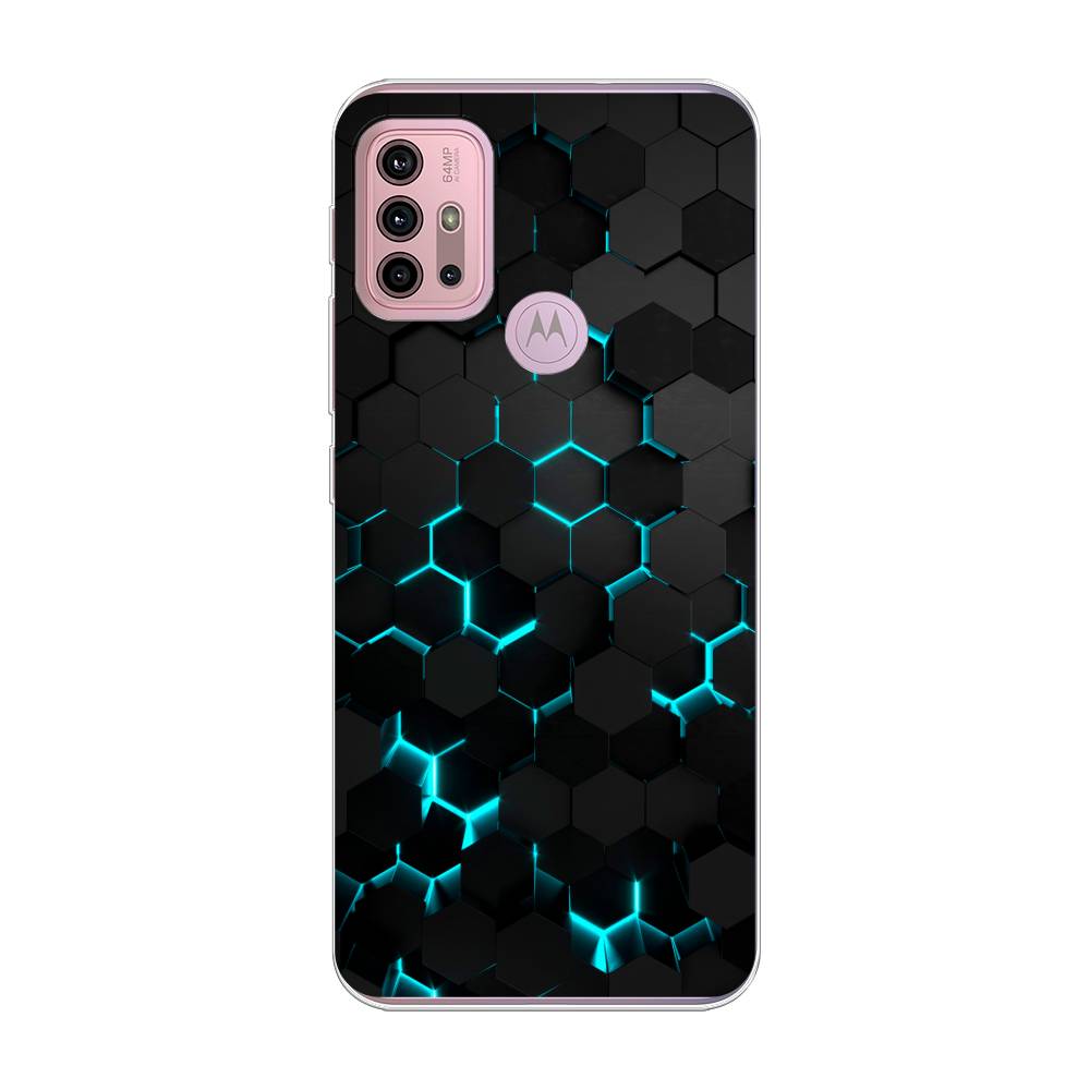 

Силиконовый чехол "Соты бирюзовые" на Motorola Moto G30, Разноцветный, 242350-3