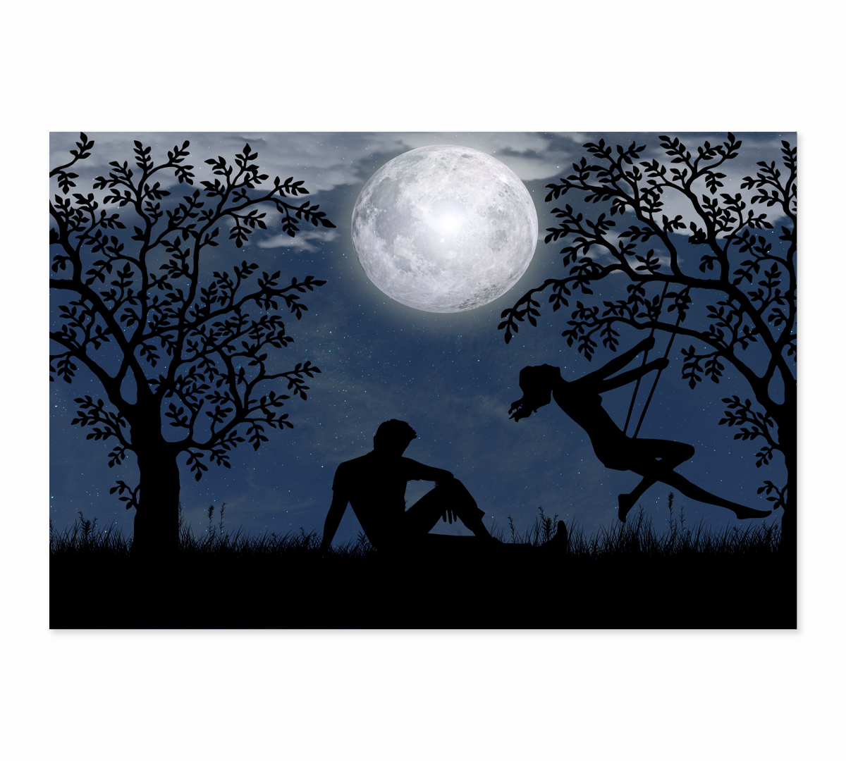 

Картина интерьерная на холсте Poly Print Art Двое под Луной 90х60 см.
