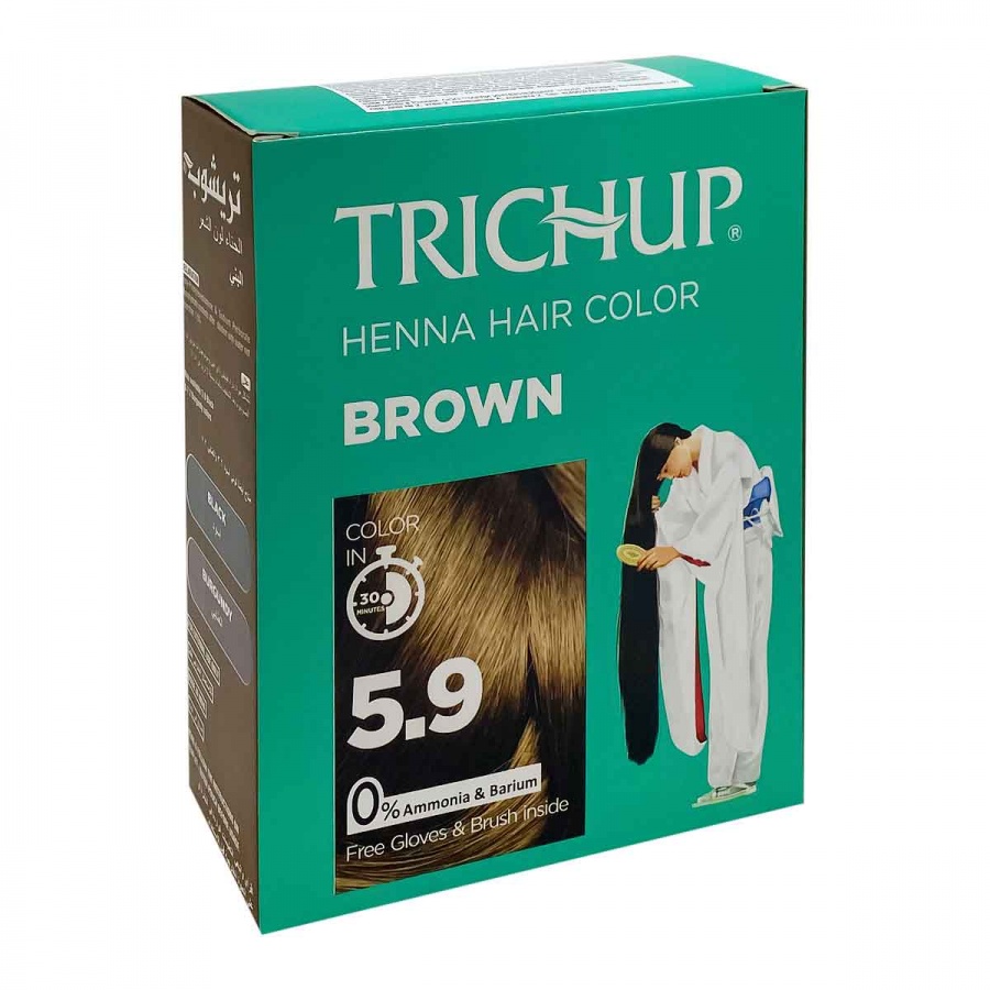 фото Краска для волос trichup на основе хны коричневая hair dye vasu 60 г