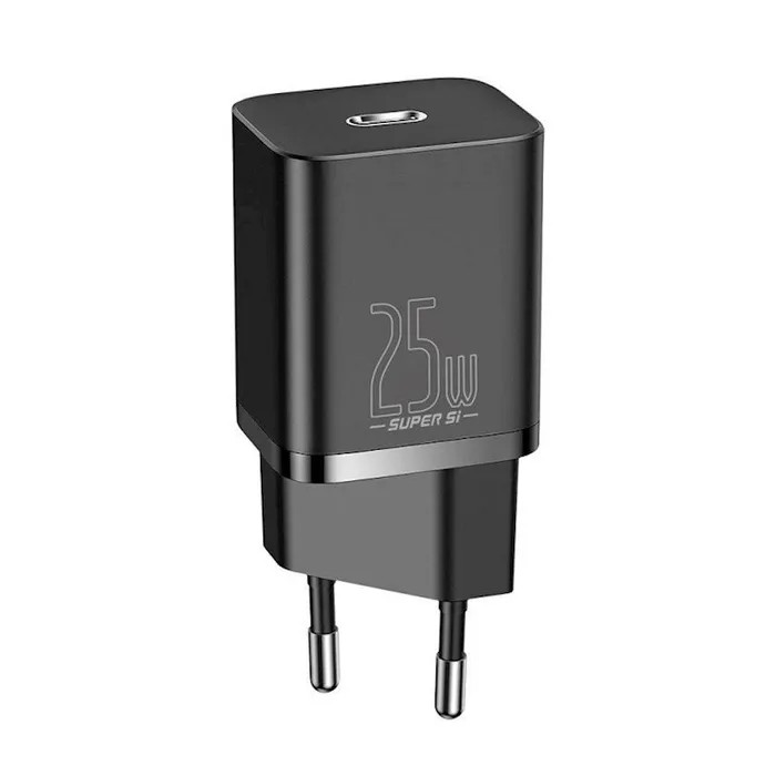 

Сетевое зарядное устройство Baseus Super Si Quick Charger 1C 25W EU 3 А черный, Super Si Quick Charger 1C 25W EU