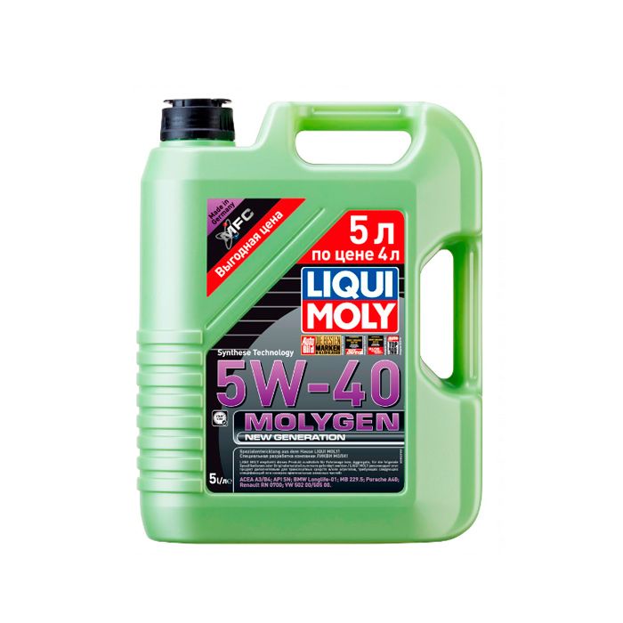 фото Моторное масло liqui moly molygen new generation 5w-40 sn/cf; a3/b4 gf-5 39023, 5л