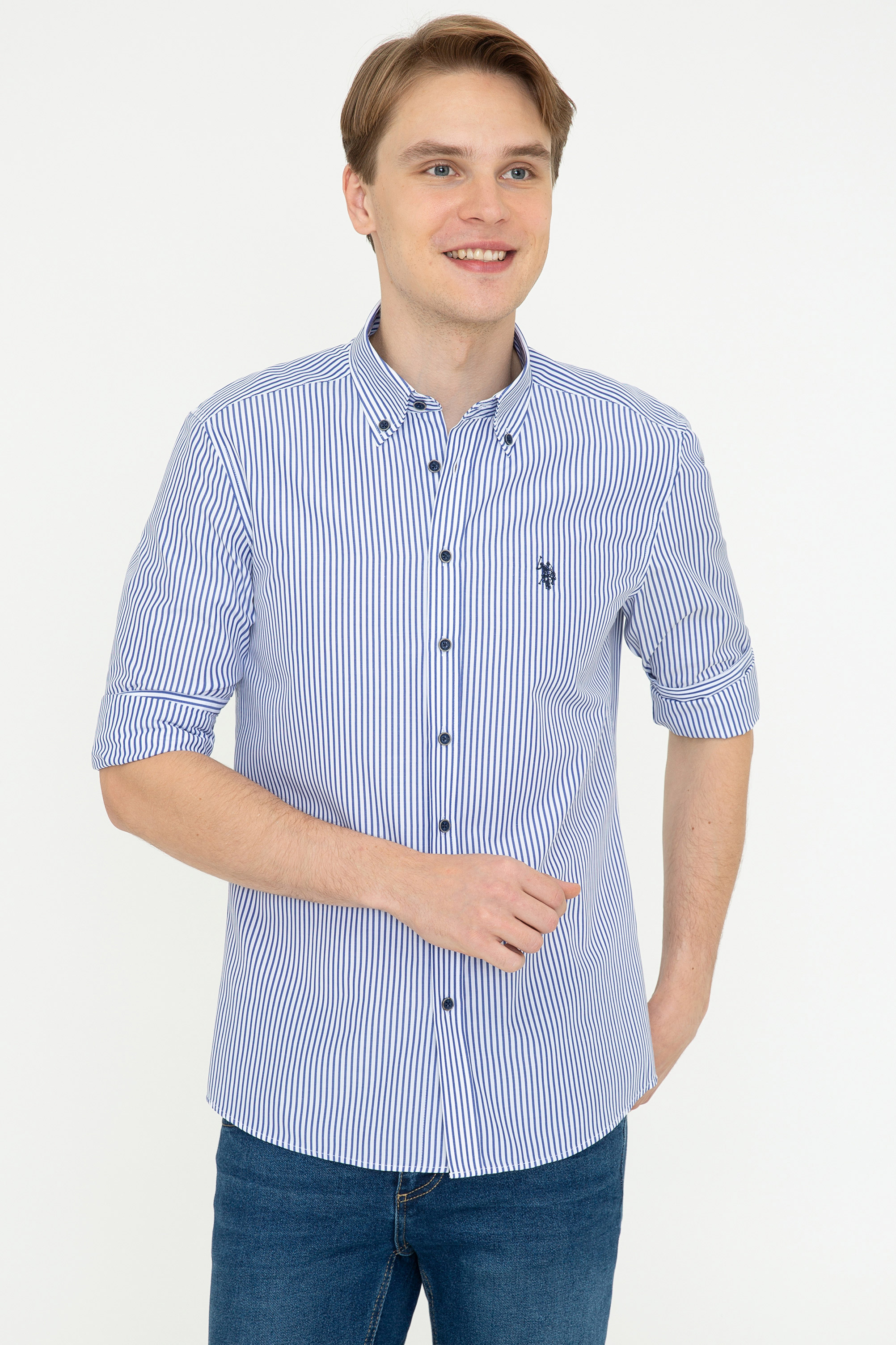 

Рубашка мужская U.S. POLO Assn. G081SZ0040STRIPE021K-E синяя M, G081SZ0040STRIPE021K-E