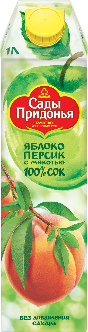 

Сок Сады Придонья яблоко-персик с мякотью