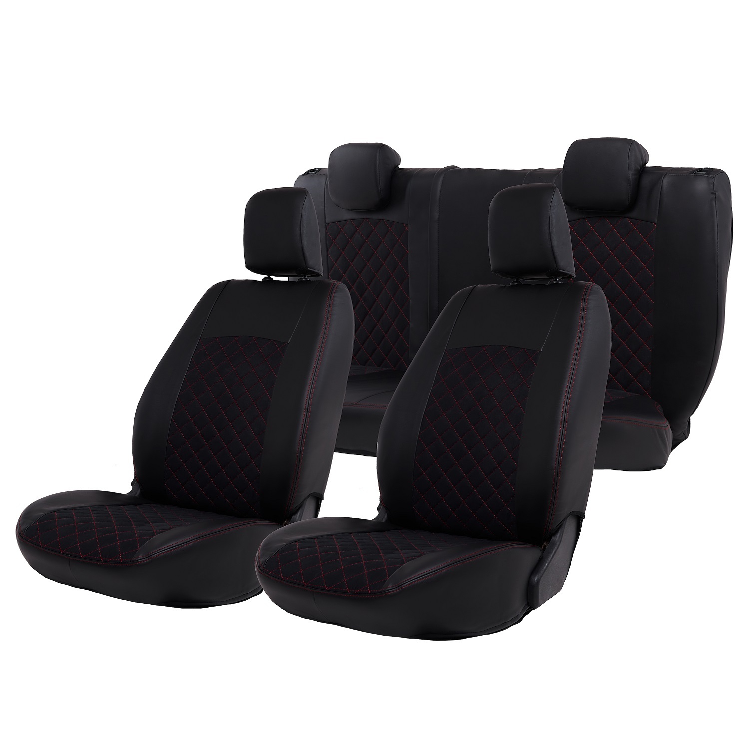 

Чехлы на сиденья Hyundai Solaris II седан, 2017-2023 г.в., Kia Rio IV седан, 2017-2023 г., Черный;красный