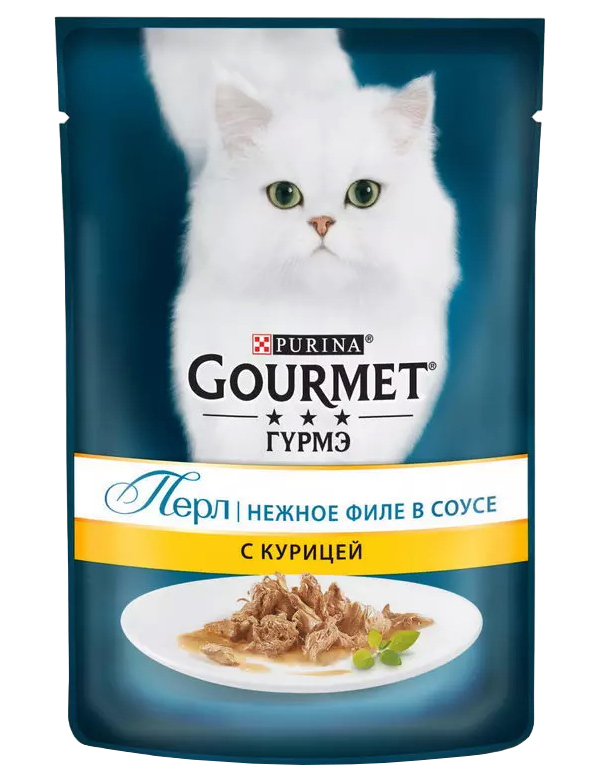 Влажный корм для кошек Gourmet Перл с курицей в соусе 85г 35₽