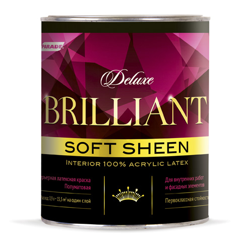 фото Краска интерьерная parade brilliant soft sheen база а 0,9 л
