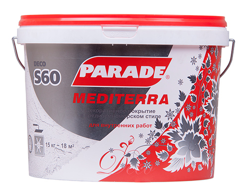 

Покрытие декоративное Parade S60 Mediterra Stile 15кг, белый