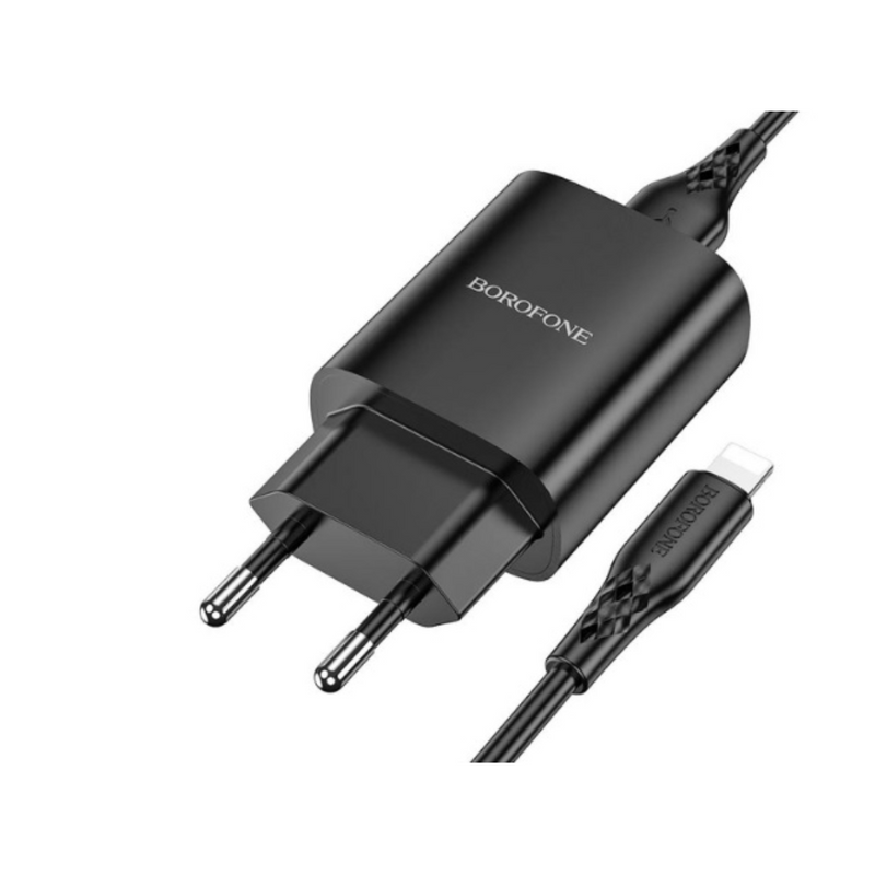 

Сетевое зарядное устройство 1USB 2.1A для Lightning 8-pin Borofone BN1 1м Black, BN1i