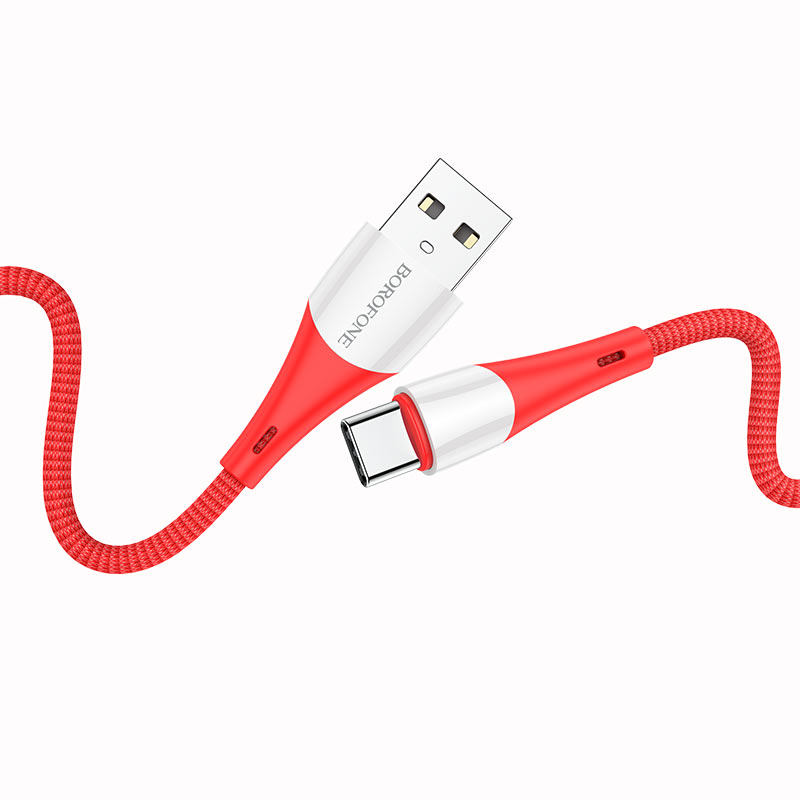 Дата-кабель Borofone BX60 USB - USB Type-C нейлон, 3A, 1 м, Red