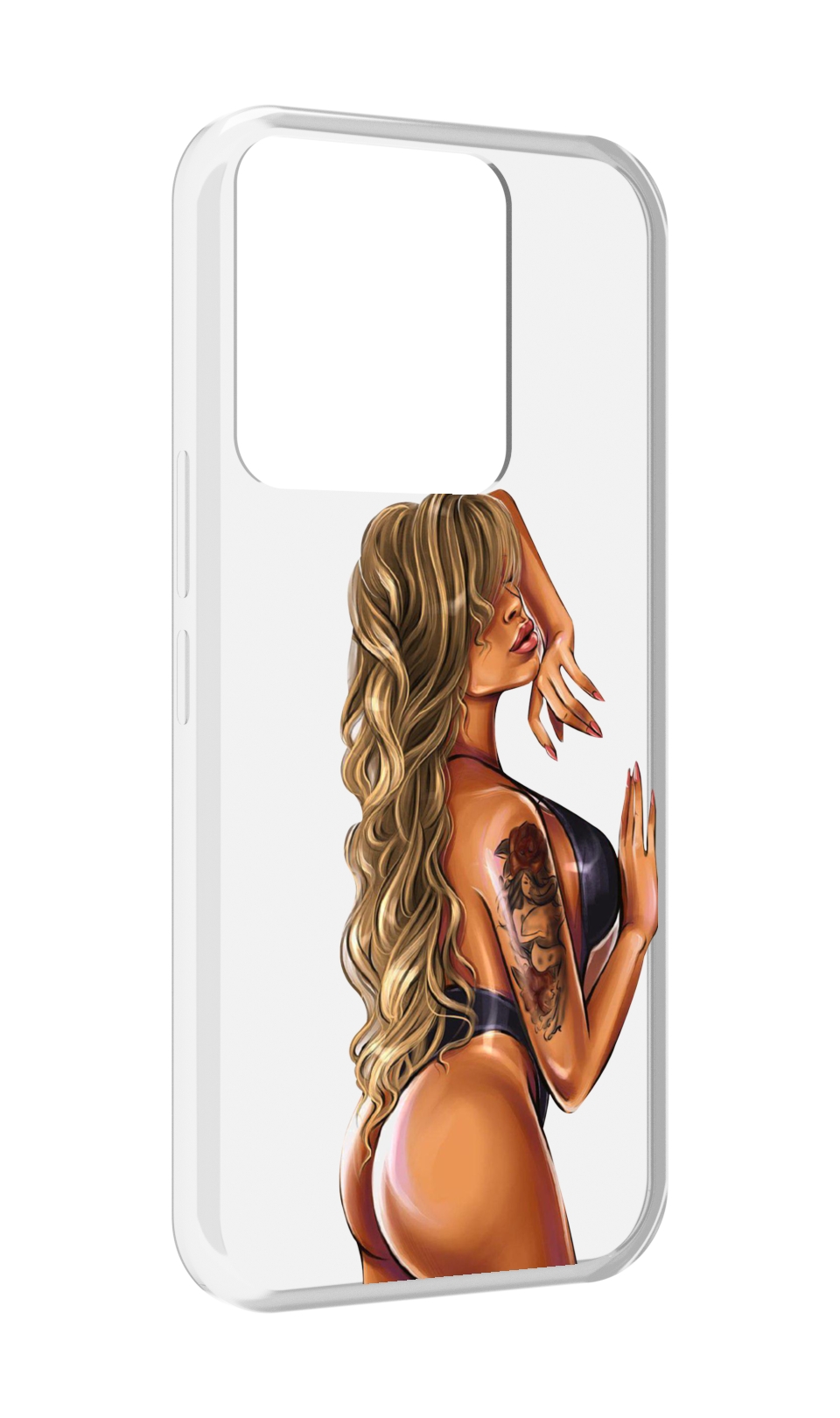 

Чехол MyPads девушка-в-черном-кожаном-купальнике женский для Tecno Spark Go 2022, Прозрачный, Tocco