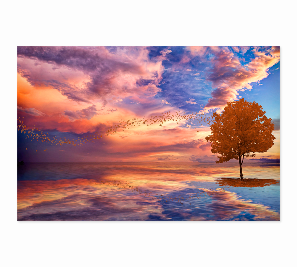 

Картина интерьерная на холсте Poly Print Art Листья улетают 90х60 см.