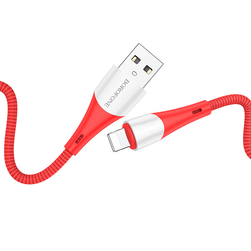 

Дата-кабель Borofone BX60 USB - Lightning 8-pin PD 20W нейлон 3A 1 м, Red