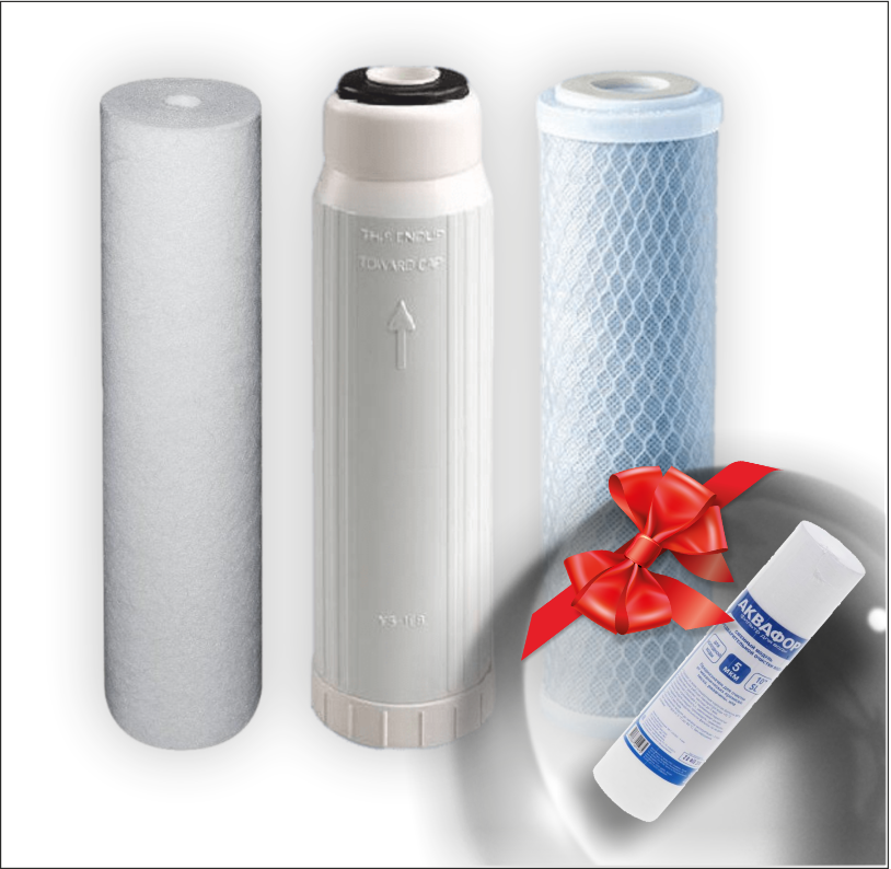 Комплект из 3-х сменных картриджей AGRENT от накипи 10SL умягчающий + доп. модуль