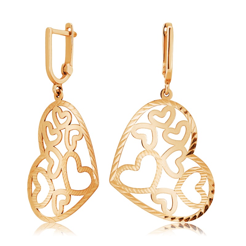 

Серьги женские из золота ЮВЕЛИР КАРАТ "Сердце" 1023680/9, 1023680/9