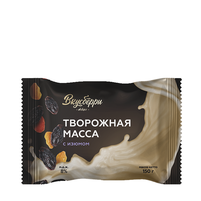 фото Творожная масса вкусберри с изюмом 8% бзмж 150 г