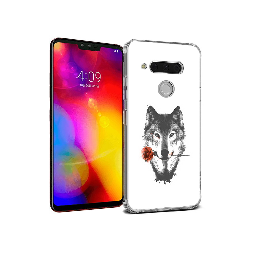 

Чехол MyPads Tocco для LG V40 ThinQ волк с розой (PT121590.74.270), Прозрачный, Tocco
