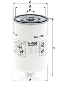 

Фильтр топливный MANN-FILTER WK1150/2, WK1150/2