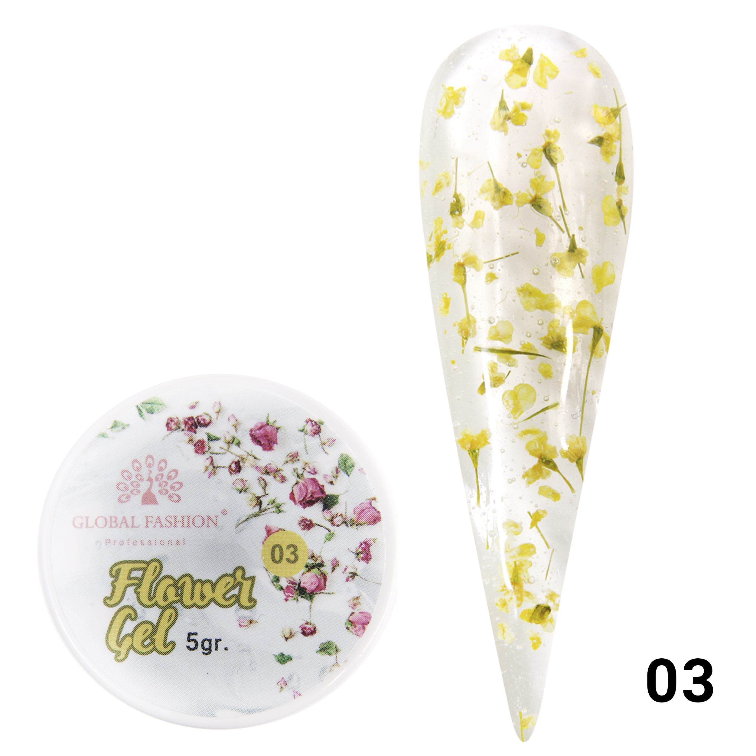 Гель с сухоцветами Global Fashion 5 г, Flower Gel 03