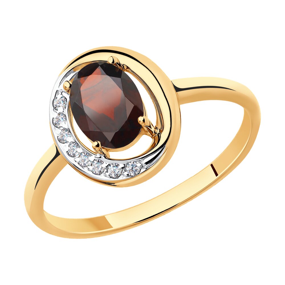 

Кольцо из золота р. 16,5 Diamant 51-310-00224-2, фианит\гранат, 51-310-00224-2