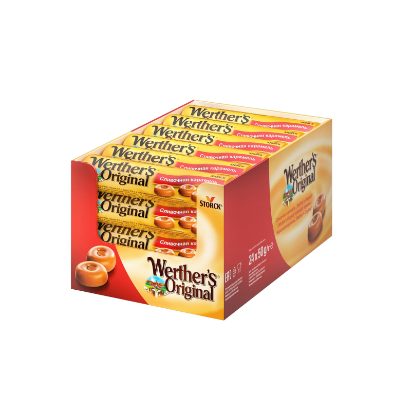 Карамель сливочная Werther's Original, 50гх24шт/уп