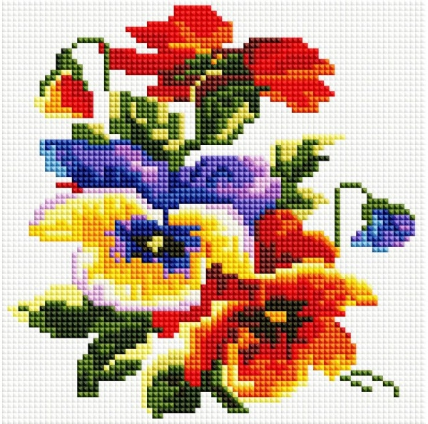 Алмазная мозаика Белоснежка «Цветочки» (Полная выкладка, 20х20 см, квадратные стразы)