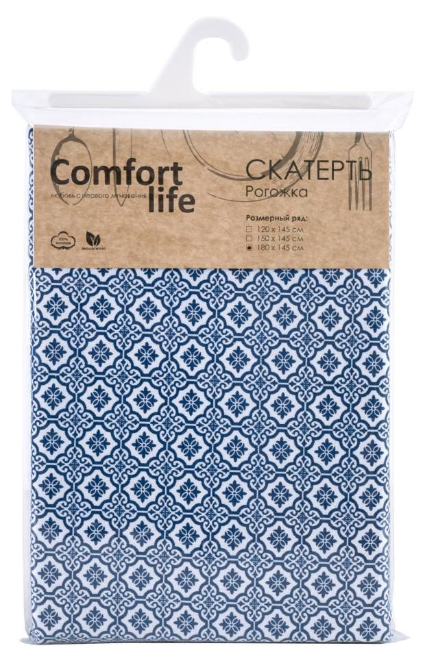 Скатерть Comfort Life 180 х 145 см рогожка голубая 1250₽